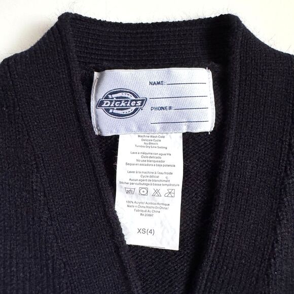 Dickies Kids Navy Blue V-Neck Uniform Button Cardigan XS 4 - Picture 3 of 4